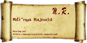 Mánya Rajnald névjegykártya